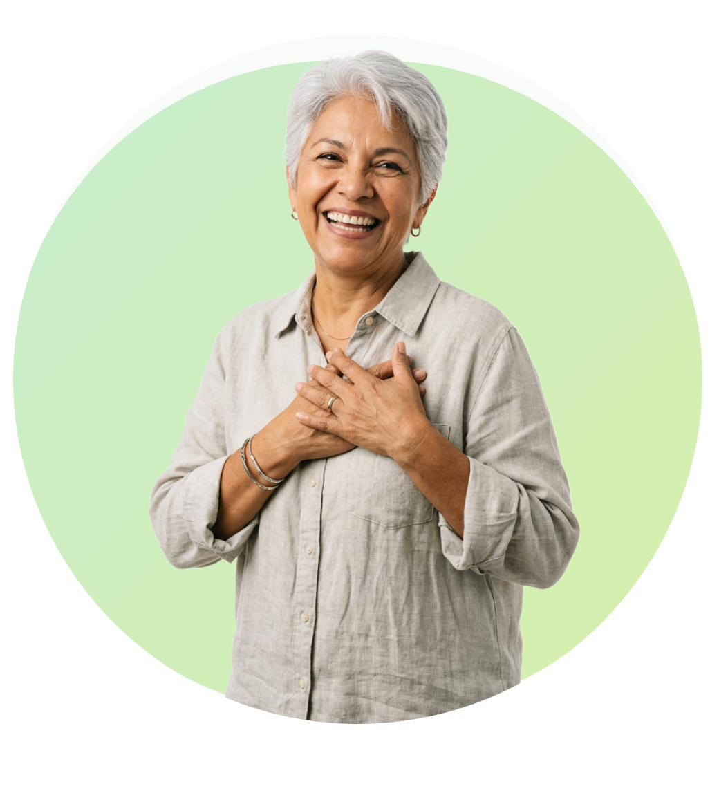 Mujer pensionada agradecida
